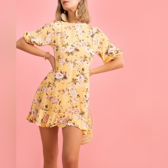 Faithfull the brand / Jeanette floral mini ruffle yellow pomeline floral XS - Picture 4 of 10